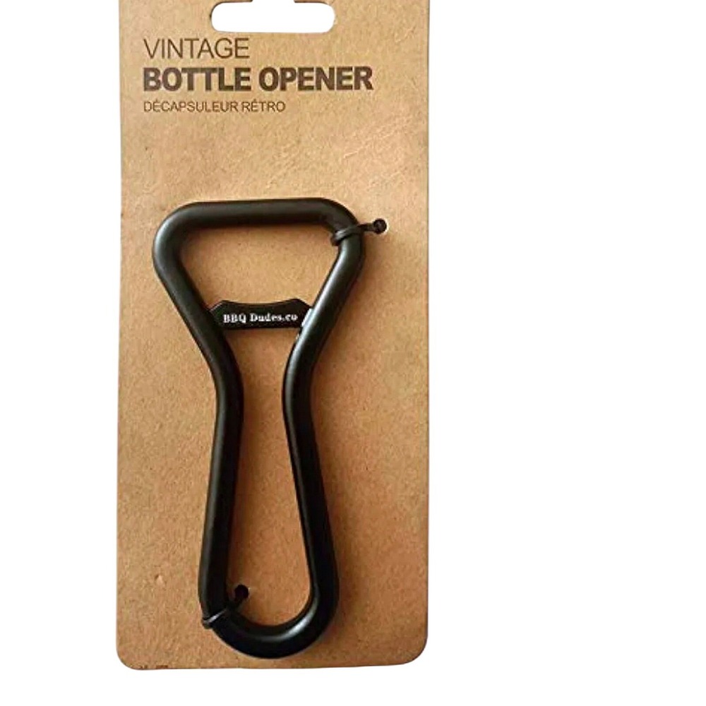 BBQ Dudes.co Vintage Bottle Opener Matte Black Metal Handheld Bar Tool New